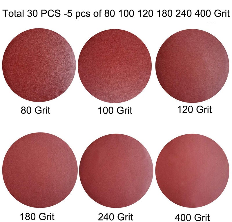 SACKORANGE 30 PCS 9 Inch PSA Sanding Discs Set- 80, 100, 120, 180, 240, 400 Grit -9" Self Adhesive Stickyback Aluminum Oxide Sandpaper Discs for Drywall, Floor, Woodworking, Metal Sanding - Image 2